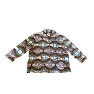 Blanket Aztec Southwest Shawl Collar Warm Cozy Soft Plus Full Button Jacket